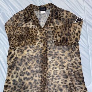 Sheer leopard print over shirt